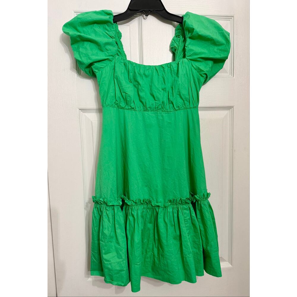 Lilly Pulitzer Nastia Green Poplin Puff Sleeve Dress 00 Mini Cottagecore Preppy